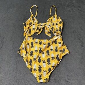 Modcloth Bathing Suit Womens Sz M The Siena One Piece Swimsuit Yellow Pinapple